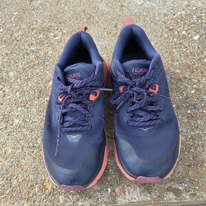 hoka one challenger ATR 6 womens size 7 wide shoes blue trail hiking sneakers